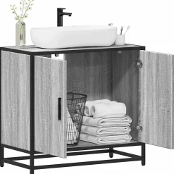 Armoire de lavabo de salle de bain sonoma gris 65x33x60 cm vidaXL