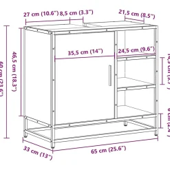 Armoire de lavabo de salle de bain chêne marron 65x33x60 cm vidaXL