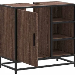 Armoire de lavabo de salle de bain chêne marron 65x33x60 cm vidaXL