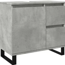 Armoire de lavabo de salle de bain gris béton 65x33x60 cm vidaXL