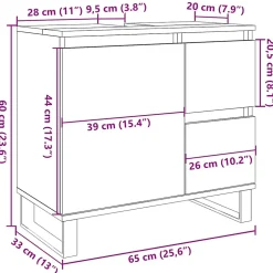 Armoire de lavabo de salle de bain gris béton 65x33x60 cm vidaXL