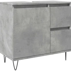 Armoire de lavabo de salle de bain gris béton 65x33x60 cm vidaXL