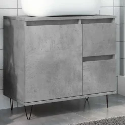 Armoire de lavabo de salle de bain gris béton 65x33x60 cm vidaXL