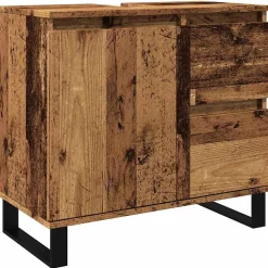 Armoire de lavabo de salle de bain vieux bois 65x33x60 cm vidaXL