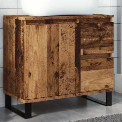 Armoire de lavabo de salle de bain vieux bois 65x33x60 cm vidaXL