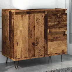 Armoire de lavabo de salle de bain vieux bois 65x33x60 cm vidaXL