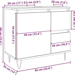 Armoire de lavabo de salle de bain vieux bois 65x33x60 cm vidaXL