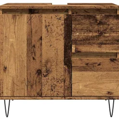 Armoire de lavabo de salle de bain vieux bois 65x33x60 cm vidaXL