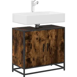 Armoire de lavabo de salle de bain chêne fumé 65x33x60 cm vidaXL