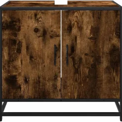Armoire de lavabo de salle de bain chêne fumé 65x33x60 cm vidaXL