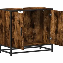 Armoire de lavabo de salle de bain chêne fumé 65x33x60 cm vidaXL