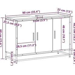 Armoire de lavabo de salle de bain chêne marron 90x33x60 cm vidaXL