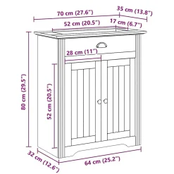 Armoire de lavabo de salle de bain BODO blanc 70x35x80 cm vidaXL