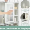 Armoire de Rangement Au-Dessus Toilettes Porte Coulissante Etagere Reglables Meuble WC Autoportant Cadre en Metal Blanc
