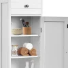 Armoire de Rangement pour Salle de Bain Meuble de Toilette sur Pied en MDF avec Tiroir et 2 Etagere Reglable a Hauteurs