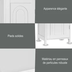 Armoire de Rangement pour Salle de Bain Meuble de Toilette sur Pied en MDF avec Tiroir et 2 Etagere Reglable a Hauteurs