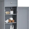 Armoire de Rangement pour Salle de Bain Meuble de Toilette sur Pied en MDF avec Tiroir et 2 Etagere Reglable a Hauteurs