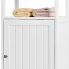 Armoire de Rangement Salle de Bain, Etagere avec Compartiment et Casier, 2 Etageres a Hauteur Reglable, 45x30x84cm (Blanc)