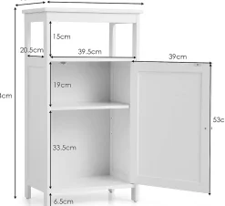 Armoire de Rangement Salle de Bain, Etagere avec Compartiment et Casier, 2 Etageres a Hauteur Reglable, 45x30x84cm (Blanc)