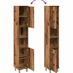 Armoire de salle de bain vieux bois 30x30x179cm bois ingénierie vidaXL