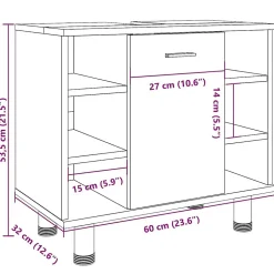 Armoire de salle de bain chêne artisanal 60x32x53,5 cm vidaXL