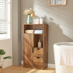 Armoire de salle de bain Namsskogan 100 x 50 x 25 cm effet noyer noir en.casa