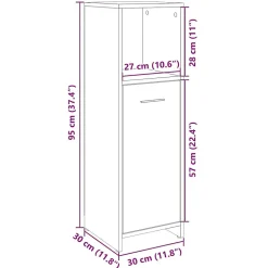 Armoire de salle de bain Chêne sonoma 30x30x95 cm Aggloméré vidaXL