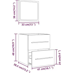 Armoire de salle de bain avec miroir Chêne fumé 41x38,5x48 cm vidaXL