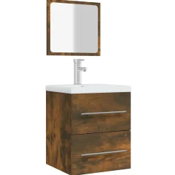 Armoire de salle de bain avec miroir Chêne fumé 41x38,5x48 cm vidaXL