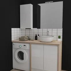 Armoire de salle de bain 40x80 laqué blanc brillant à suspendre