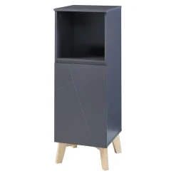 Armoire de salle de bain Overath 86 x 30 x 30 cm gris effet bois en.casa