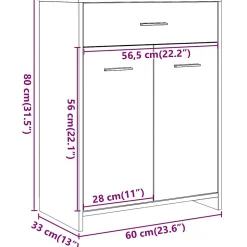 Armoire de salle de bain vieux bois 60x33x80 cm bois ingénierie vidaXL