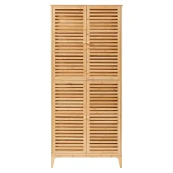 Armoire de salle de bain Raurgela bambou 180 x 80 x 40 cm naturel en.casa