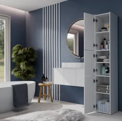 Armoire de salle de bain, blanc mat, 170 x 30 x 30 cm