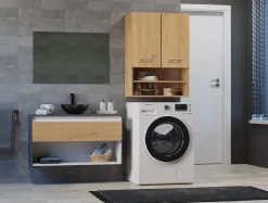 Armoire de salle de bain pour machine à laver, 30 x 64 x 90 cm, chêne artisanal