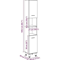 Armoire de salle de bain chêne artisanal 30x30x179 cm vidaXL