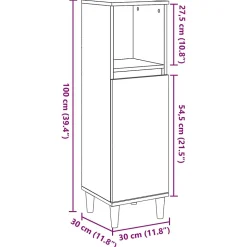 Armoire de salle de bain gris béton 30x30x100 cm vidaXL