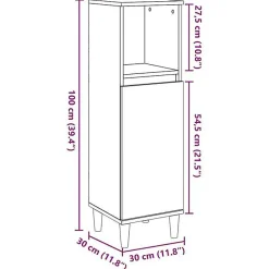 Armoire de salle de bain gris béton 30x30x100 cm vidaXL
