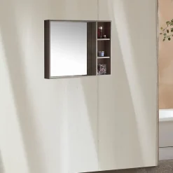 Armoire de salle de bain avec miroir chêne brun 80 cm Aquanoma