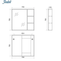 Armoire de salle de bain avec miroir chêne brun 80 cm Aquanoma