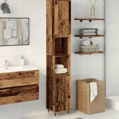 Armoire de salle de bain vieux bois 30x30x190cm bois ingénierie vidaXL