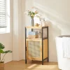 Armoire de salle de bain Tervola MDF bambou rotin 80 x 40 x 35 cm noir naturel en.casa