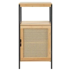Armoire de salle de bain Tervola MDF bambou rotin 80 x 40 x 35 cm noir naturel en.casa