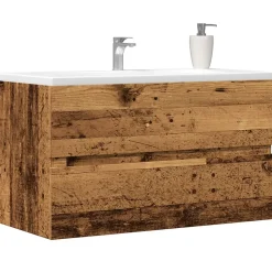 Armoire de salle de bain suspendue vieux bois bois d'ingénierie vidaXL