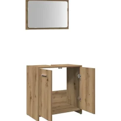 Armoire de salle de bain avec miroir chêne artisanal vidaXL
