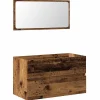 Armoire de salle de bain et miroir vieux bois bois d'ingénierie vidaXL
