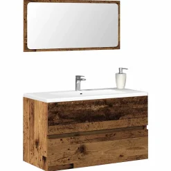 Armoire de salle de bain et miroir vieux bois bois d'ingénierie vidaXL