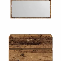 Armoire de salle de bain et miroir vieux bois bois d'ingénierie vidaXL