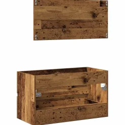 Armoire de salle de bain et miroir vieux bois bois d'ingénierie vidaXL