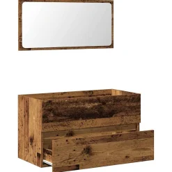 Armoire de salle de bain et miroir vieux bois bois d'ingénierie vidaXL